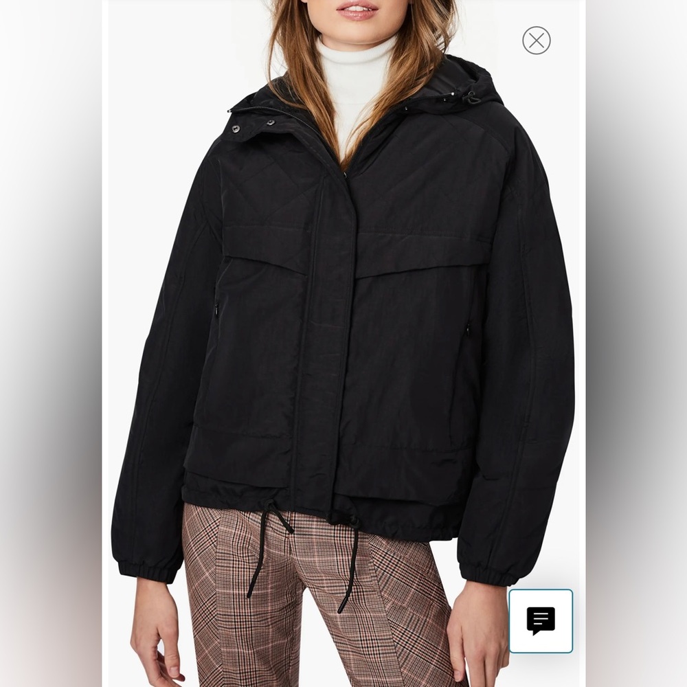 Black Hooded Rain Jacket. Size small. Never worn.